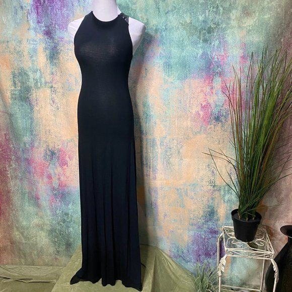 NEW๐Sugarlips XS Deep Back Neckline Maxi Dress with Faux Leather Straps - Picture 2 of 12